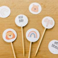 Baby Party Cupcake Topper | Neutral Regenbogen | Sofort Download | Digitale Dateien | Streudeko Geschenkanhänger Bild 5