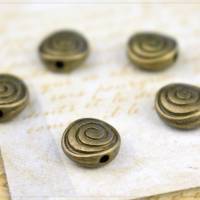 10 Perlen Spacer Zwischenteil Schmuck DIY bronze Spirale Muster flach rund 8x4mm Bild 2