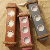 Maritimer Kerzenbalken in frühlingsfrischen Farben Kerzenständer Teelichthalter Bild 1