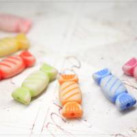 20 Acryl Perlen Bonbons Süßigkeiten Essen Deko Farbmix Schmuck DIY Basteln 7x15mm Bild 2