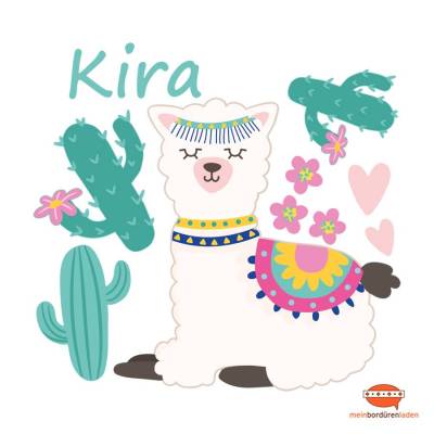 Wandtattoo-Set: Ruhendes Lama rosa - personalisierbar