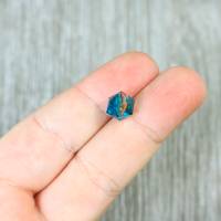 20 Acryl Perlen Vieleck Diamant facettiert DIY Basteln zweifarbig transparent orange blau 8mm Bild 3