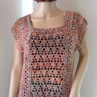 Häkelshirt mit hübschen Mustern, Überwurf, Top, Shirt, aus Baumwolle mit Viskose und Seide Bild 2