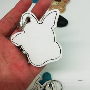 Schlüsselanhänger für Kuhliebhaber, kleiner Kuhkopf -Kunstleder weiß - Taschenbaumler - Schulranzen - Glücksbringer Bild 5