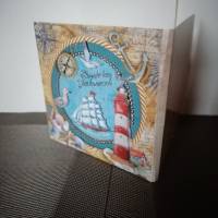 Geburtstagskarte maritim in Blau und Rot Bild 3