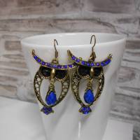 Eulen Eule bronze Ohrhänger mit blauen Steinen Ohrringe Bild 2