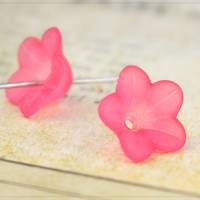 20 Perlkappen Perlenkappen Acryl Perlen Blume floral pink DIY Basteln 13x7mm Bild 1