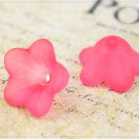 20 Perlkappen Perlenkappen Acryl Perlen Blume floral pink DIY Basteln 13x7mm Bild 2