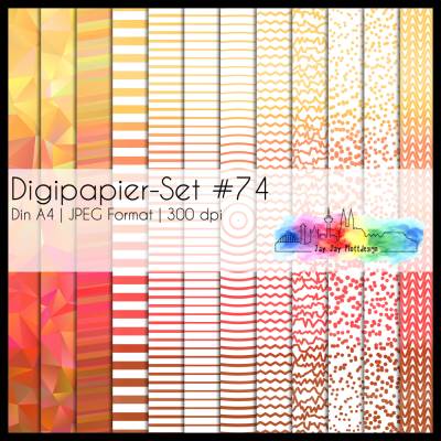 Digipapier Set #74 (gelb, orange, rot und braun) abstrakte & geometrische Formen  zum ausdrucken, plotten & mehr