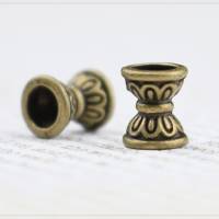 20 Perlen Spacer Zwischenteil Schmuck DIY bronze Doppelkegel antik Muster Bild 1