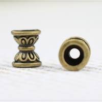 20 Perlen Spacer Zwischenteil Schmuck DIY bronze Doppelkegel antik Muster Bild 2