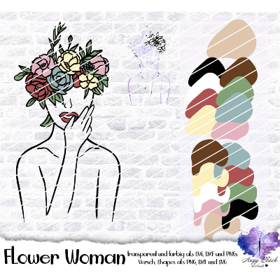 Papier und Folie “Flower Woman” SVG,DXF und PNG Folie und Digiset