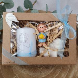 Geschenkbox "Schutzengel" mit Kerze, Seifenengel und Schutzengelfigur - Blau Bild 1