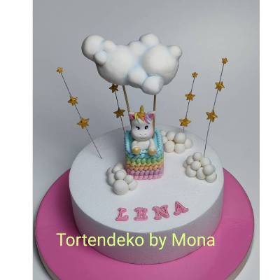 Zuckerfigur Tortenbild Tortendeko Einhorn Ballon