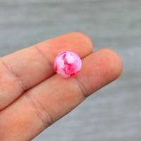 10 lackierte Glasperlen Perlen marmoriert DIY Basteln rund Kugel pink rosa 12mm Bild 2