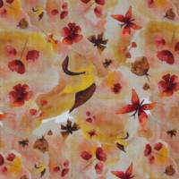 Weichfallend Strick-Stoff mit Ajourmuster mit Blumen Schmetterlinge 50 x 150 cm Bild 4