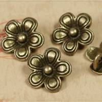 10 Metallknöpfe Ösen Knopf Nähen DIY Basteln Blume Blüte bronze 15mm Bild 1