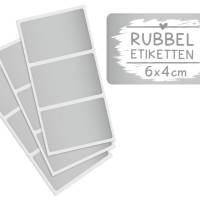 50 Rubbelaufkleber rechteckig 6x4 cm silber Rubbeletikett zum Aufkleben Rubbelkarte selber machen Bild 1