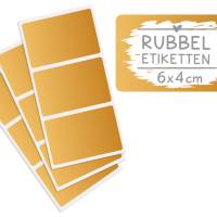 50 Rubbelaufkleber rechteckig 6x4 cm gold Rubbeletikett zum Aufkleben Rubbelkarte selber machen Bild 1