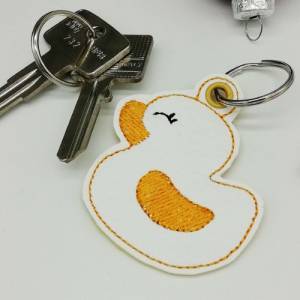 Schlüsselanhänger Ente, Quietscheentchen, weiß, Taschenbaumler für den Turnbeutel Bild 2