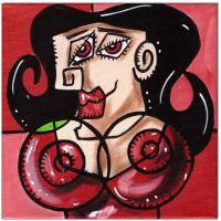 Klausewitz Original Acrylgemälde Leinwand Keilrahmen Picasso Style Erotic Art 6 - 4 Bilder á 20 x 20 cm Bild 2