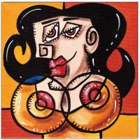 Klausewitz Original Acrylgemälde Leinwand Keilrahmen Picasso Style Erotic Art 6 - 4 Bilder á 20 x 20 cm Bild 3