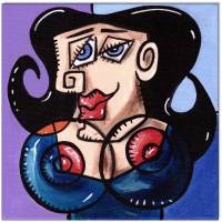 Klausewitz Original Acrylgemälde Leinwand Keilrahmen Picasso Style Erotic Art 6 - 4 Bilder á 20 x 20 cm Bild 4