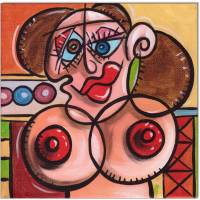 Klausewitz Original Acrylgemälde Leinwand Keilrahmen Picasso Style Erotic Art 1 - 20 x 20 cm Bild 1
