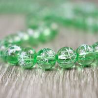 20 lackierte Glasperlen Perlen Schmuck DIY rund transparent grün abstrakt 8mm Bild 1