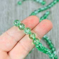 20 lackierte Glasperlen Perlen Schmuck DIY rund transparent grün abstrakt 8mm Bild 3