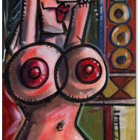 Klausewitz Original Acrylgemälde Leinwand Keilrahmen Picasso Style Erotic Art 11 - 15 x 30 cm Bild 1