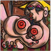 Klausewitz Original Acrylgemälde Leinwand Keilrahmen Picasso Style Erotic Art 2 - 20 x 20 cm Bild 1
