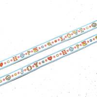 2 m oder mehr - 12 mm breite Webbänder Wishes, Blumen, Herzen und Punkte -  Lieferung in je Design in einem Stück! Bild 3
