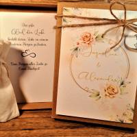 Geldgeschenk zur Hochzeit personalisiert, Hochzeitsgeschenk mit Namen und Datum, Rosen Geschenk Set, Geschenkverpackung Bild 1