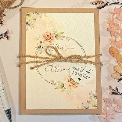 Personalisiertes Geldgeschenk zur Hochzeit – Romantische Geschenkbox mit Rosenmotiv & Namen