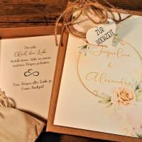 Geldgeschenk zur Hochzeit personalisiert, Hochzeitsgeschenk mit Namen und Datum, Rosen Geschenk Set, Geschenkverpackung Bild 5