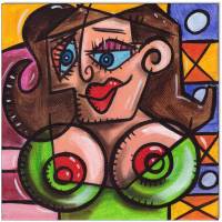 Klausewitz Original Acrylgemälde Leinwand Keilrahmen Picasso Style Erotic Art 3 - 20 x 20 cm Bild 1