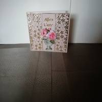 Geburtstagskarte für eine Frau in altrosa mit rosafarbenen Blumen Bild 1
