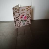 Geburtstagskarte für eine Frau in altrosa mit rosafarbenen Blumen Bild 2