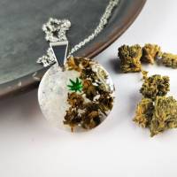 Kette, Edelstahl, Hanfblüte, Unkraut , Cannabis Schmuck, Geschenke für Stoner, 420 Bild 2