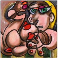 Klausewitz Original Acrylgemälde Leinwand Keilrahmen Picasso Style Erotic Art 4 - 20 x 20 cm Bild 1