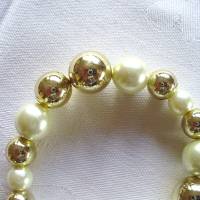 Perlenarmband Eleganza in Creme-Gold handgemacht von Hobbyhaus Bild 2