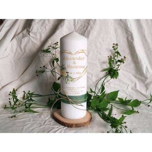 Hochzeitskerze Geometric Heart - Stumpenkerze