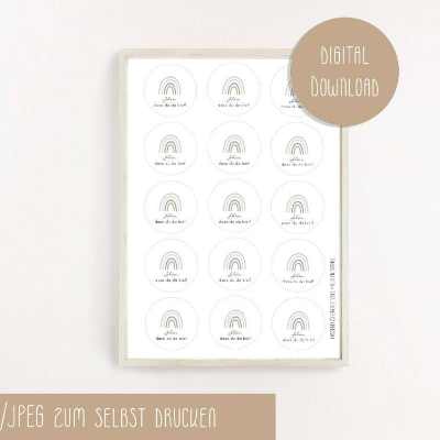 Anhänger Taufe | Regenbogen mit | Geschenkanhänger | neutrale Taufdeko oder Gastgeschenk | PDF zum selbst drucken