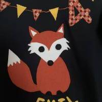 Geburtstagsshirt Namensshirt T-Shirt Mädchen Junge Geschenk benäht Applikation Fuchs personalisierbar Name ab Gr.92 Bild 3