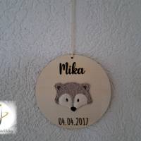 Türschild Kinderzimmer mit gesticktem Fuchs - personalisierbar - handmade - 20 cm Durchmesser Bild 3