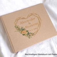 Gästebuch Notizbuch nachhaltig Green Wedding personalisierbar Geometric Heart Bild 1