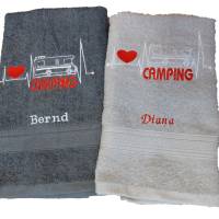 Handtuch und  Duschtuch 2er Set Geschenk Set Camping Wohnmobil  personalisiert Bild 3
