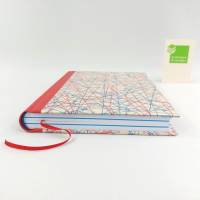 Notizbuch, Schnittmuster, A5, 300 Seiten, rot blau, handgefertigt, Hardcover Bild 3