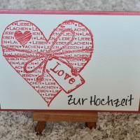 Hochzeitskarte - Herzen - Rot/Beige - Liebe Bild 1